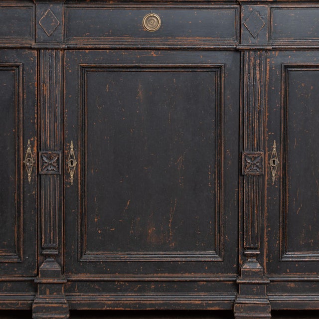 19th Century Swedish Black Painted Pine Sideboard Buffet For Sale - Image 10 of 15
