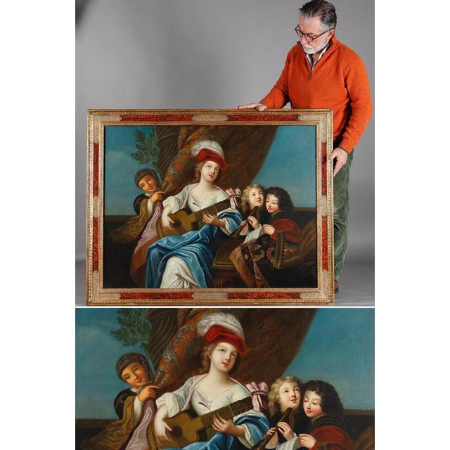 19th century French school, after Jacques-François Courtin (1672-1752), La joueuse de cithare, oil on canvas depicting a...