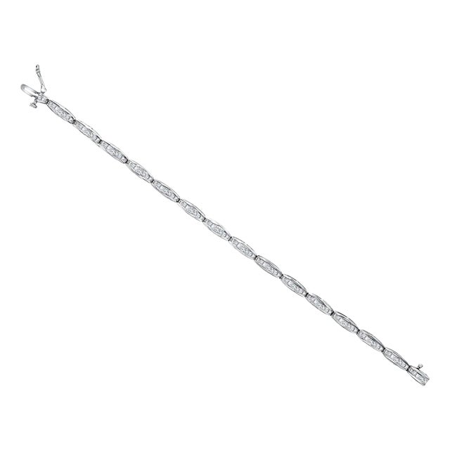 Princess Cut Diamond Link Bracelet 4.50cttw 14k White Gold For Sale