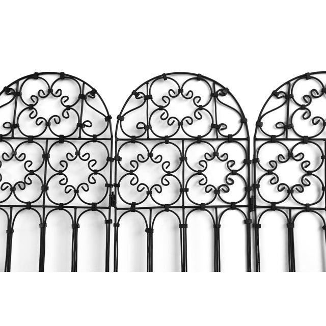 Rustic Vintage Black Three Panel Boho Rustic Iron Folding Screen For Sale - Image 3 of 3