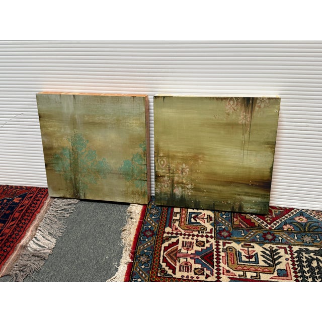 Brown Lori Del Mar Abstract Acrylic Artworks, Set of Two For Sale - Image 8 of 12
