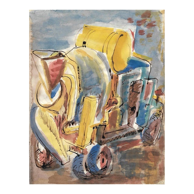 1955 Marianna Van Rossen Hoogendyk Industrial Watercolor For Sale