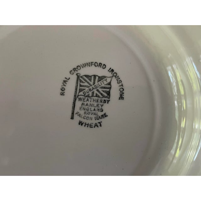 Ceramic Vintage English Ironstone Soup Pasta Bowls - Set of 4 - White Wheat Pattern For Sale - Image 7 of 7