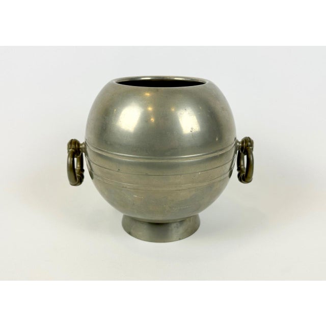 Swedish Art Deco Pewter Globe Vase with Handles from GAB, 1935 For Sale - Image 3 of 18