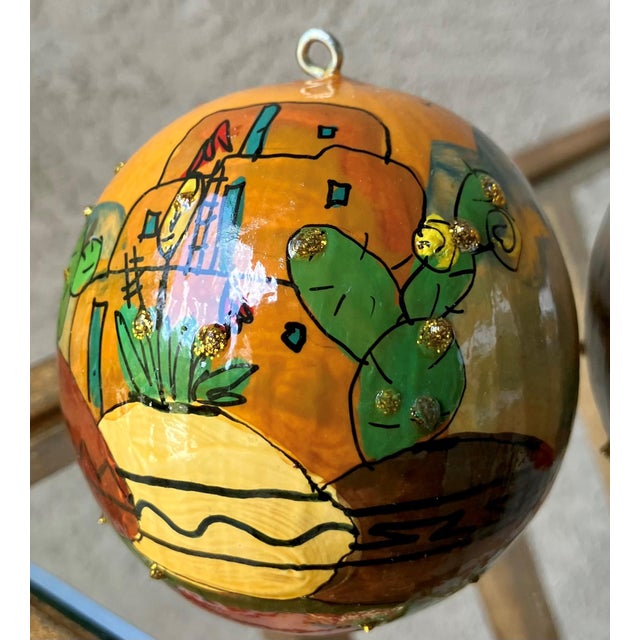 Set of 5 Late 20th-Century Hand-Painted Gourd Hanging Ornaments, New Mexico For Sale - Image 10 of 18