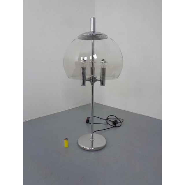 Silver Glass and Chrome-Plated Ball Table Lamp, Italy, 1960s For Sale - Image 8 of 16