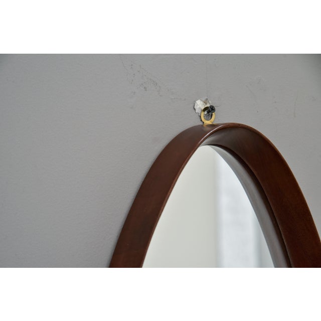 Italian Mid-Century Walnut Oval Mirror For Sale - Image 11 of 11