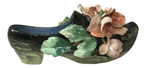 Late 19th Century Majolica Clog With Flowers Edouard Gille Planter