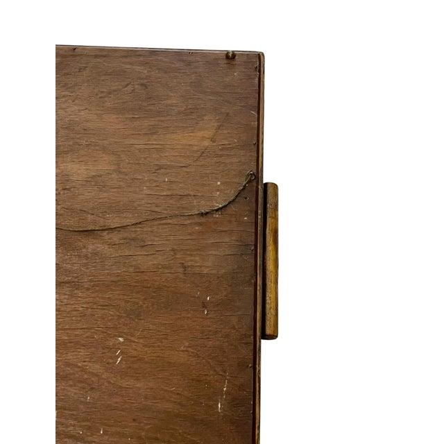 Vintage Two Handle Tray Folk Art Hammered Copper Hunting Dog in Bamboo and Glass Frame For Sale - Image 13 of 14