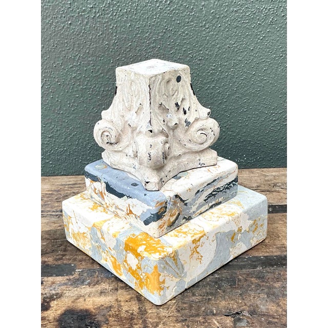 Vintage Scagliola Artisan Plaster Totem For Sale - Image 11 of 12