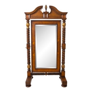 Theodore Alexander Burl Wood Barley Twist Tall Chevel Dressing Mirror For Sale