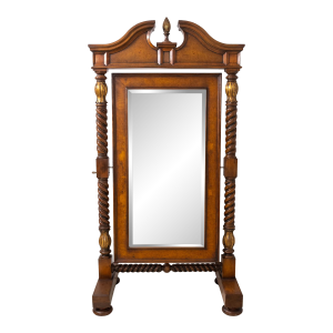 Theodore Alexander Burl Wood Barley Twist Tall Chevel Dressing Mirror