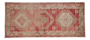 Vintage Distressed Oushak Rug Runner - 4'10" X 11'