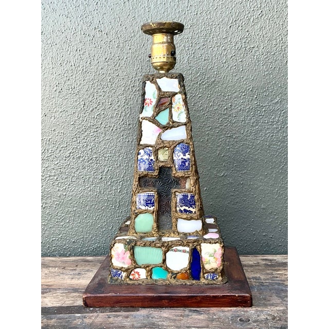 Vintage China Mosaic Lamp For Sale - Image 9 of 12