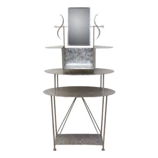 Handcrafted Artisan Entry / Foyer Table or Tall Vanity With Mirror, 1990s For Sale