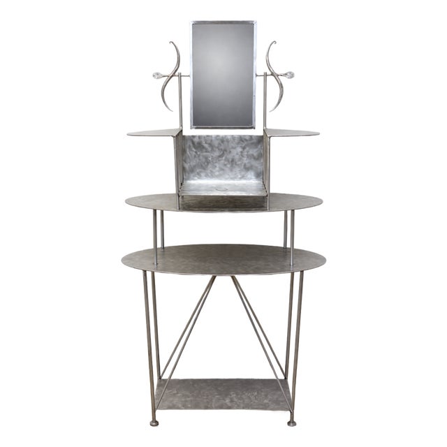 Handcrafted Artisan Entry / Foyer Table or Tall Vanity With Mirror, 1990s For Sale