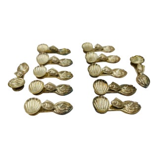 Set of 12, Buccellati Style Italian Silvered Fish / Shell Form Individual Salts For Sale