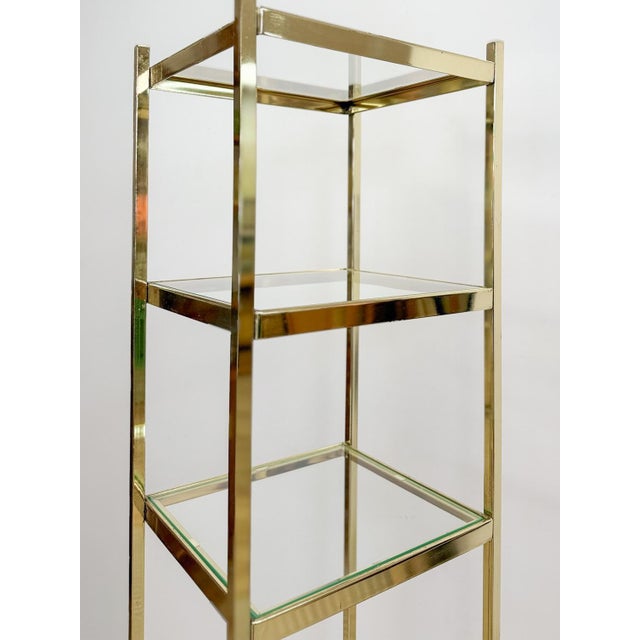 Brass Glass 5-Tier Shelf Vintage Hollywood Regency MCM Chrome 59" Tall For Sale - Image 9 of 9