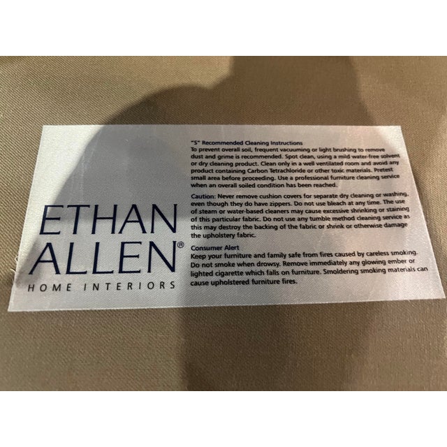 Late 20th Century Late 20th Century Ethan Allen Green and Gold Custom Fabric and Wood Bergere Chair For Sale - Image 5 of 5