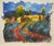 Taos Morada by Evelyne Boren | Watercolor of a colorful adobe building landscape For Sale