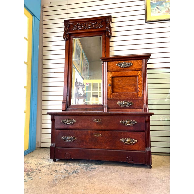 Antique Dresser With Hat Box & Mirror Chairish