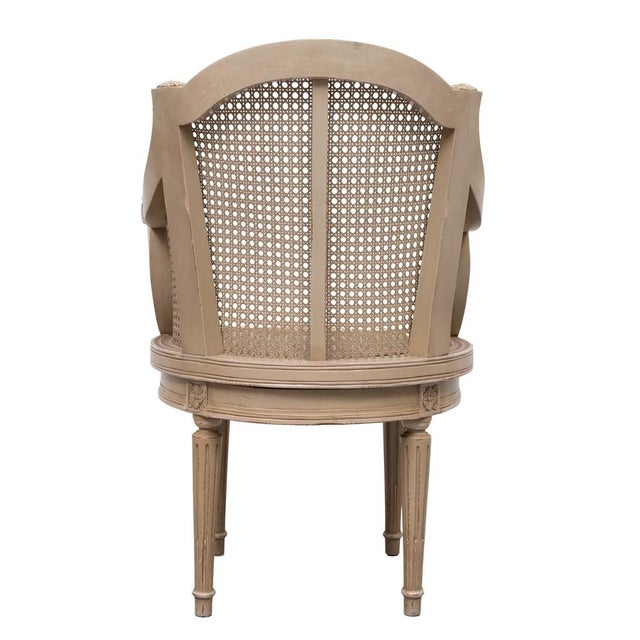 1900 - 1909 Louis XVI Style Barrel Cane Desk Chair, 1900 For Sale - Image 5 of 13