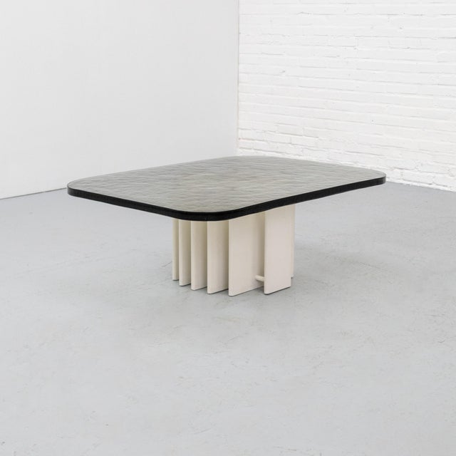 Heinz Lilienthal coffee table from the 1970s, featuring an impressive 30 mm thick cast glass top resting on an...