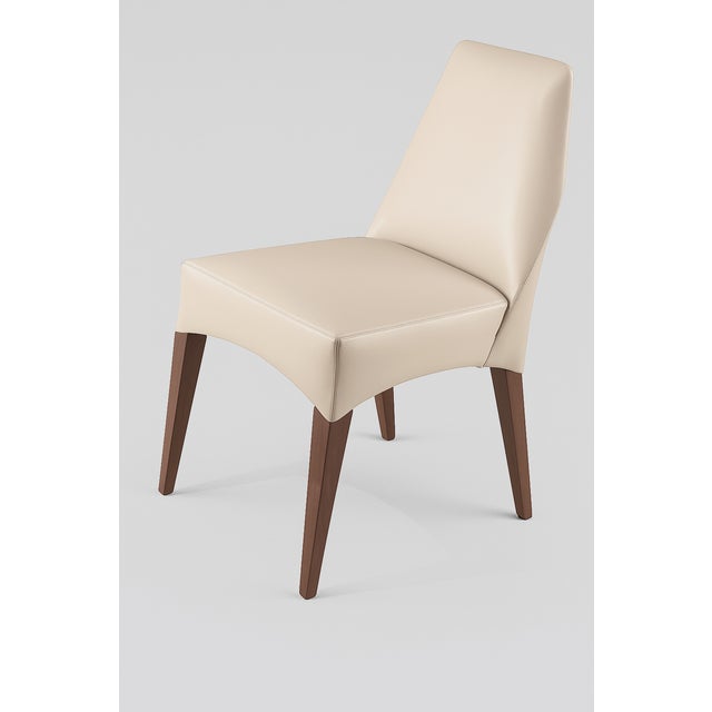 Ash wood frame Traditional mortise and tenon joinery Satin walnut finish varnish Majilite (faux leather) beige upholstery