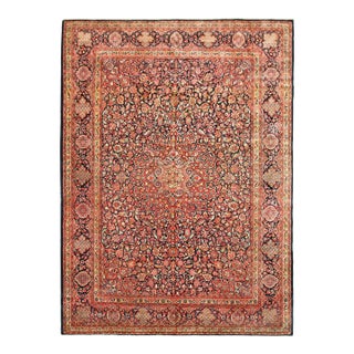 1910 Antique Persian Kashan Dabir Oriental Carpet, with Medallion & Soft Colors For Sale