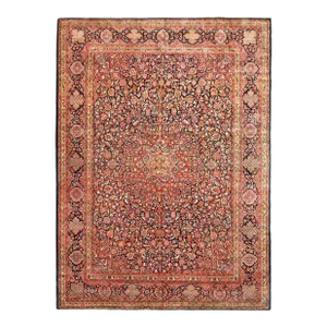 1910 Antique Persian Kashan Dabir Oriental Carpet, with Medallion & Soft Colors