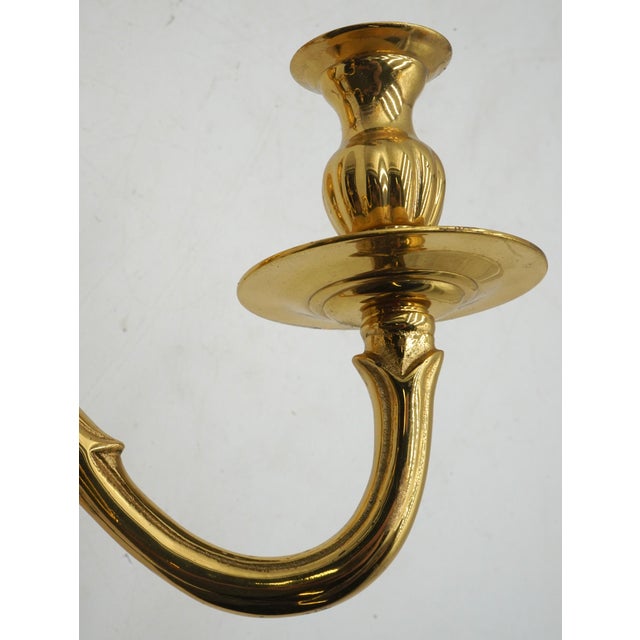 Brass 1980s Pair of Brass Wall 2 Candle Sconces For Sale - Image 8 of 9