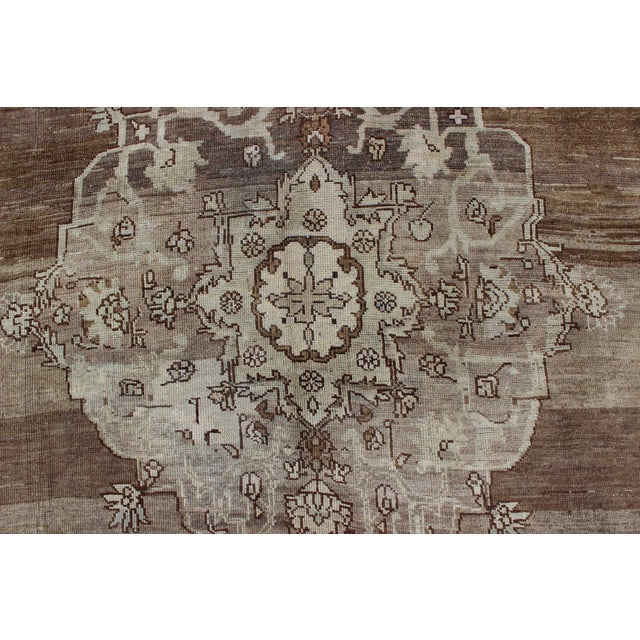 Vintage Turkish Kars Rug With Shades of Brown, Cream, and Ivory Medallion Motif 8'0"x12'5" For Sale In Atlanta - Image 6 of 8
