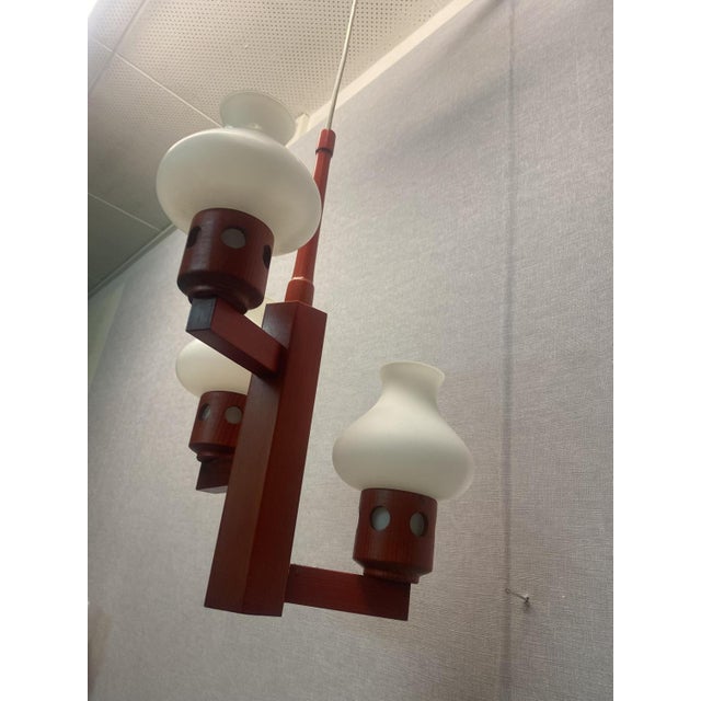 Vintage Danish Vitrika Chandelier in Wood and Glass, 1970s For Sale - Image 14 of 18