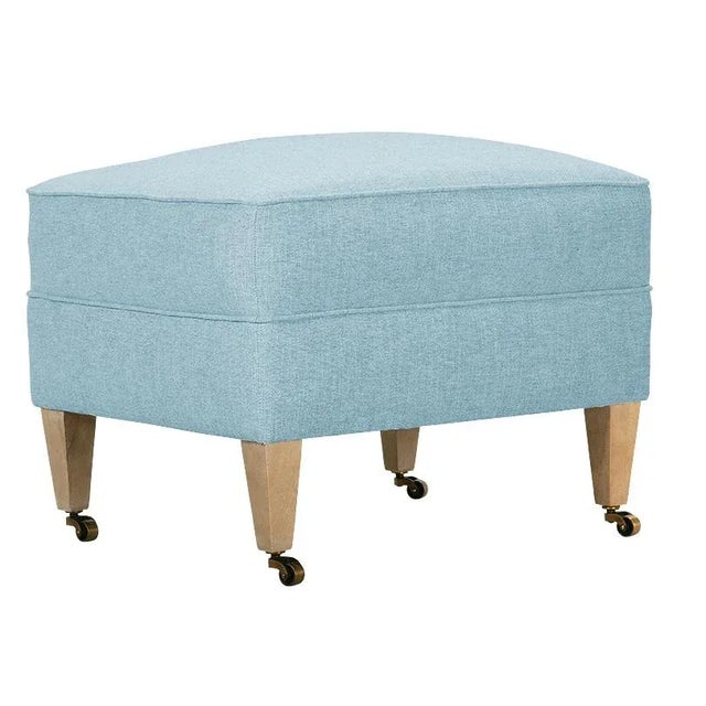 Sky Blue Alcott Ottoman, Sky Linen For Sale - Image 8 of 8