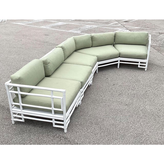 Vintage Rattan and Fabric Sectional Sofa After Ficks Reed For Sale - Image 18 of 18