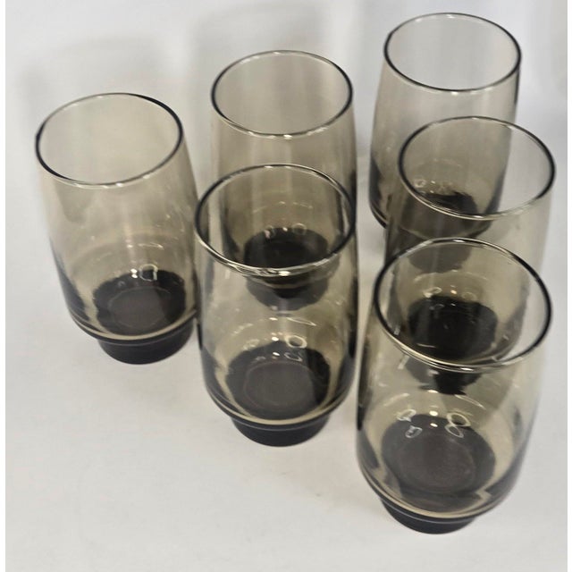 Glass Vintage Tawny Footed Tumblers- Set of Six For Sale - Image 7 of 10