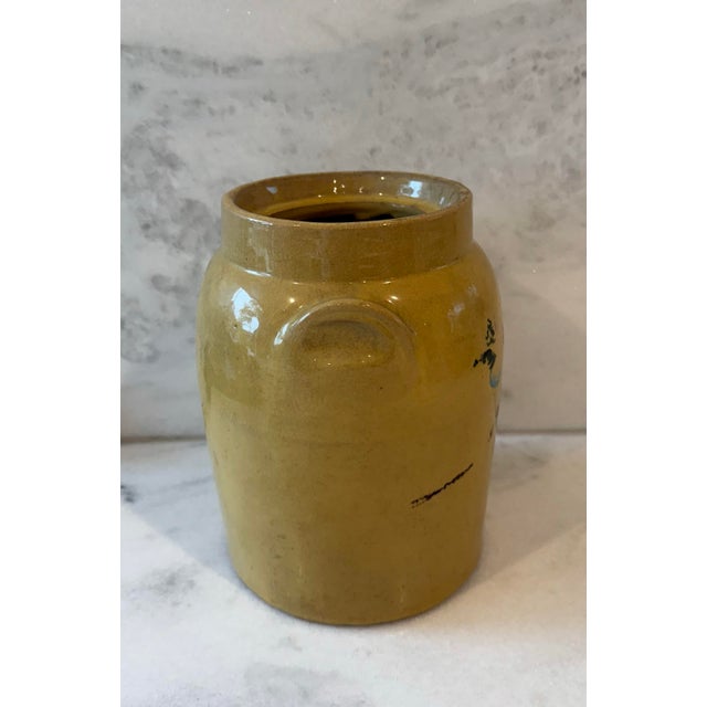 Ceramic Vintage Yellow Stoneware Crock For Sale - Image 7 of 10