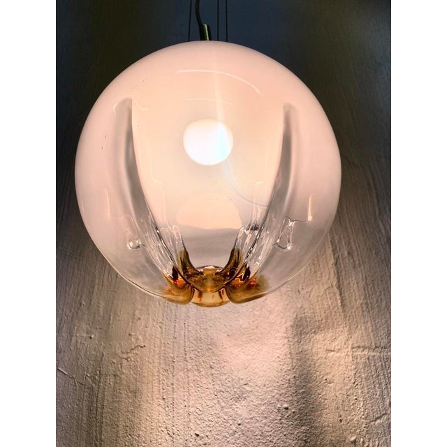 Mid-Century Modern Italian Glass Globe Pendant Lamp, 1960s For Sale - Image 11 of 15