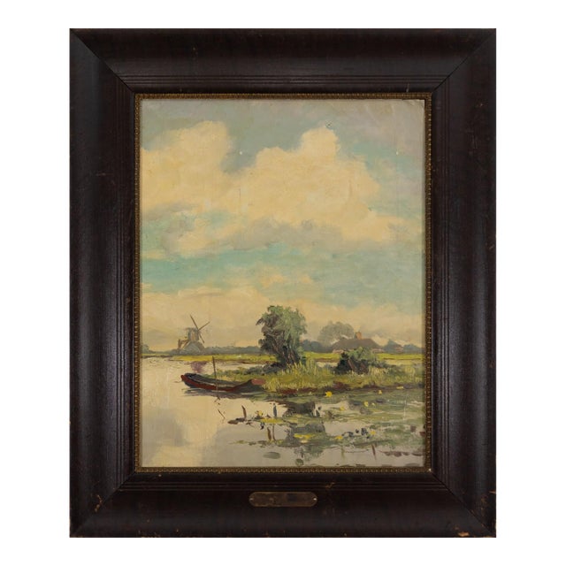 Eugene Galien-Laloue (1854-1941) - Paysage Avec Le Petit Bateau Oil on Panel For Sale