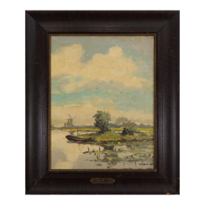 Eugene Galien-Laloue (1854-1941) - Paysage Avec Le Petit Bateau Oil on Panel