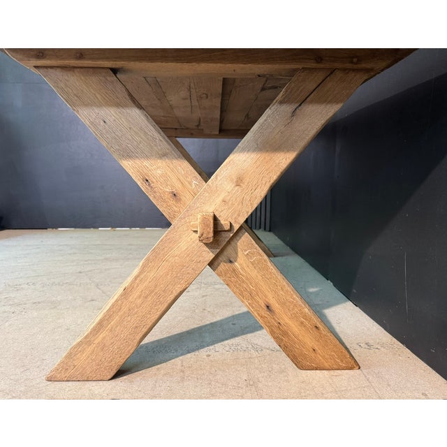 Brown X Legs Farmhouse Dining Table in Oak, 1900s For Sale - Image 8 of 17