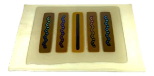 1970's Cream Fused Dichroic Art Glass Wall Art Plate Plaque