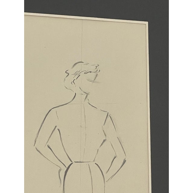 Vintage, Signed, Framed, Pencil Sketches by Berthe Duquaine, 1951 For Sale - Image 9 of 18