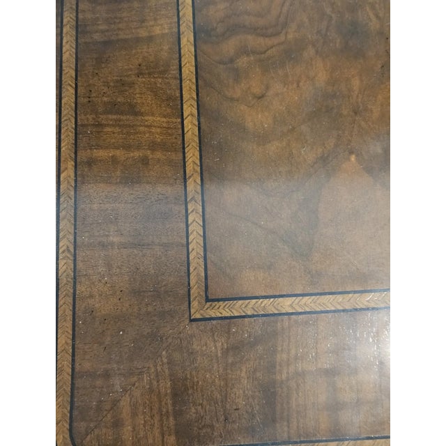 Late 20th Century Late 20th Century Baker Stately Homes Queen Anne Burled Walnut Extension Dining Table 4 Leaves For Sale - Image 5 of 12