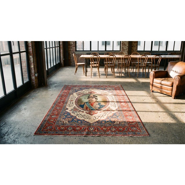 1900s Red Rust Calligraphy Pictorial Figure Antique Kerman Lavar Rug 1'10" X 2'10" Handknotted Wool Carpet For Sale - Image 9 of 11