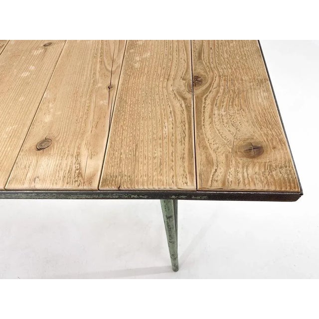Brown Vintage Industrial Iron and Wood Table with Drawer, 1950s For Sale - Image 8 of 12