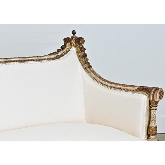 French 19th Century Louis XVI Style Parcel Gilt Canapé For Sale - Image 12 of 13