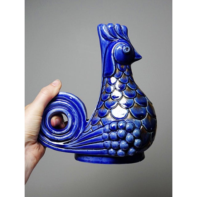 Glazed Ceramic Rooster Candlesticks by A.G Roger, 1940s, Set of 2 For Sale - Image 11 of 18