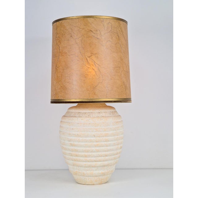 Vintage Organic Ribbed Plaster Table Lamp, 1970s For Sale - Image 9 of 9