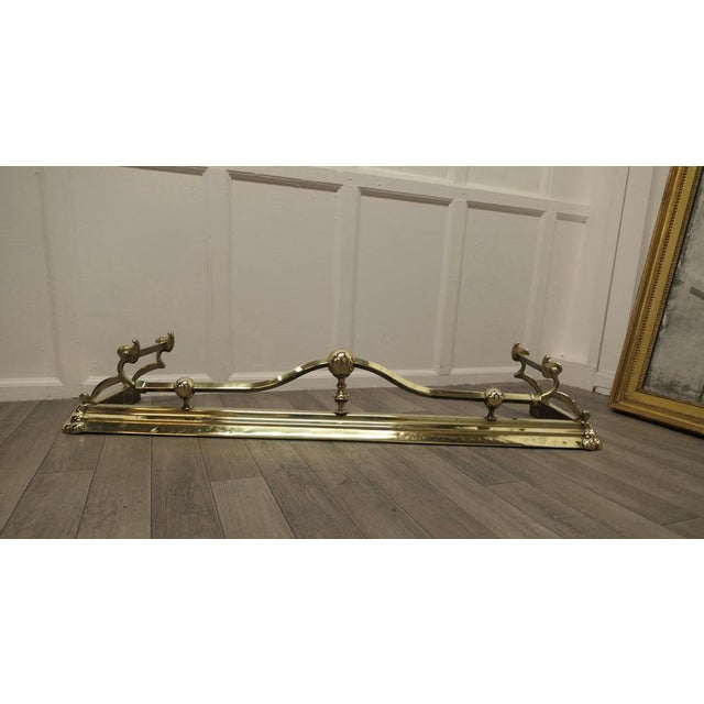 Large Art Nouveau Victorian Brass Fender, 1880s For Sale - Image 3 of 8